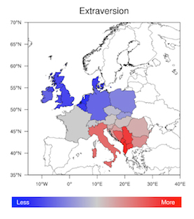 Extraversion map Europe.