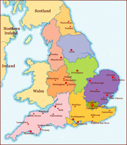 Hand reading network in England: map!