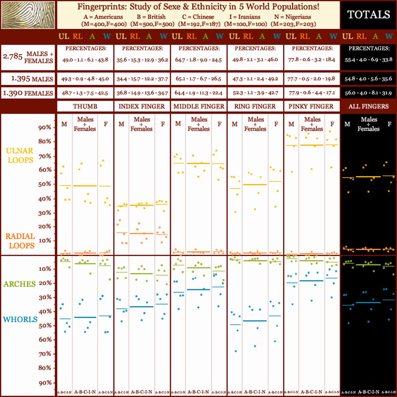 Sexe differences in fingerprint pattern type: males versus females.