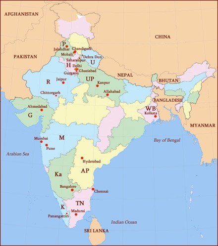 Hand reading network in India: map!
