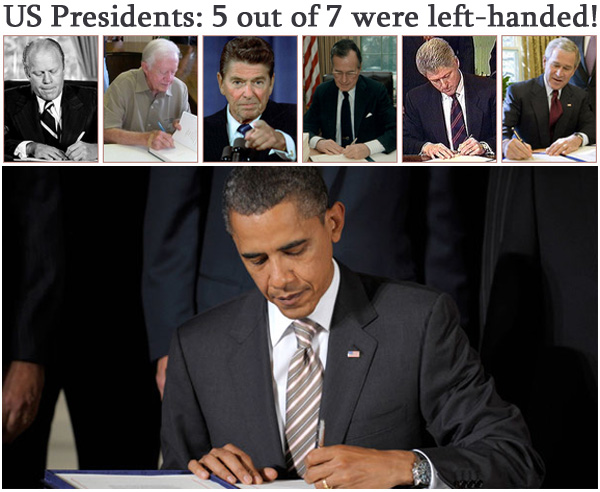 US Presidents: 5 out of 7 last US presidents are left handed.