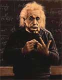 Alfred Einstein doing a left hand finger count.