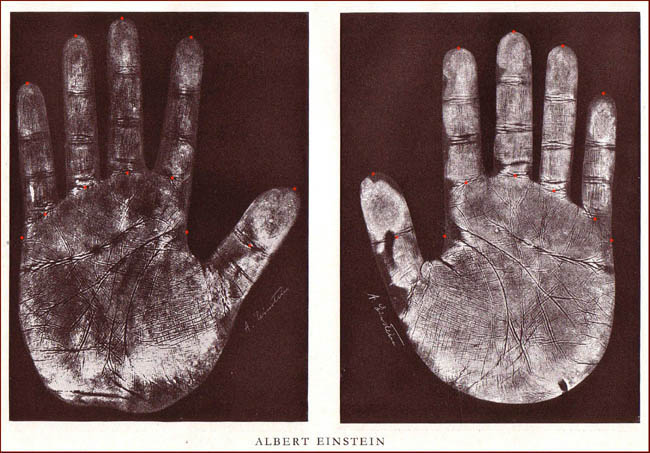 Handprints: the hands of Albert Einstein.