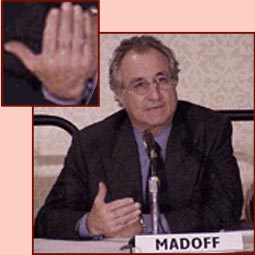 The finger length in Bernard Madoff's hand.