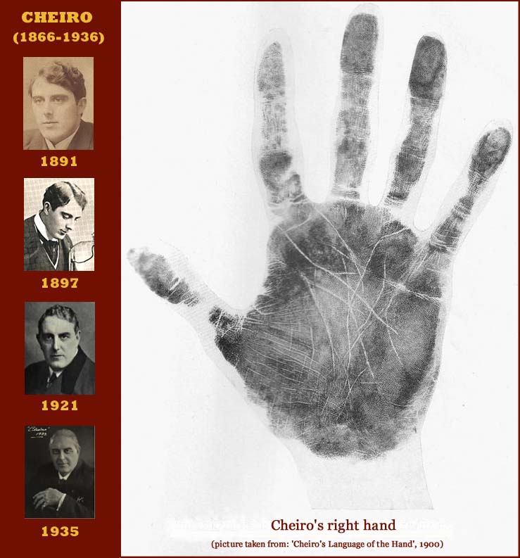 The handprint of palmist Cheiro - a.k.a. Count Louis Hamon from Ireland.