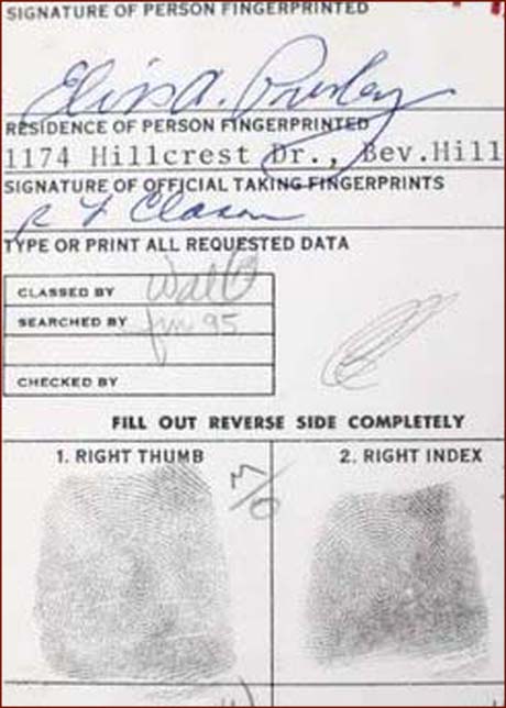 Elvis Presley's fingerprints