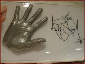 The right hand cast of Michael Jackson + hand signature at Madame Tussauds, London.