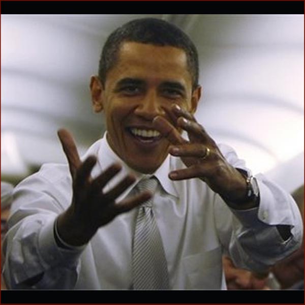 US president Barack Obama: reaching hands photo.
