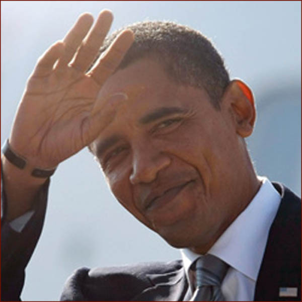 US president Barack Obama: right hand waving photo.