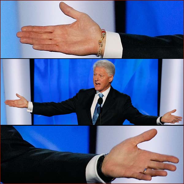 US president Bill Clinton: open hands photo