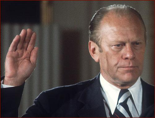 Former US president Gerald Ford: inauguration photo of his right hand