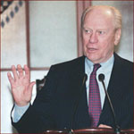 Former US president Gerald Ford: right hand open.