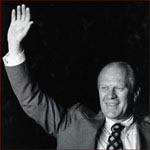 Former US president Gerald Ford: right hand waving.