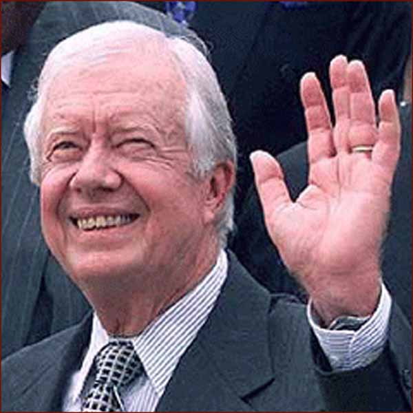 Former US president Jimmy Carter: left hand waving photo