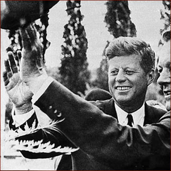 US president John F. Kennedy (JFK): right hand wave photo