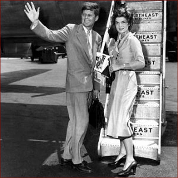 US president John F. Kennedy (JFK) & Jackie Kennedy: right hand waving photo