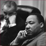 Former US president Lyndon Johnson & Martin Luther King.