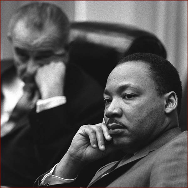 Former US president Lyndon Johnson & Martin Luther King photo