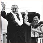 Former US president Lyndon Johnson & Patsy Takemoto Mink.