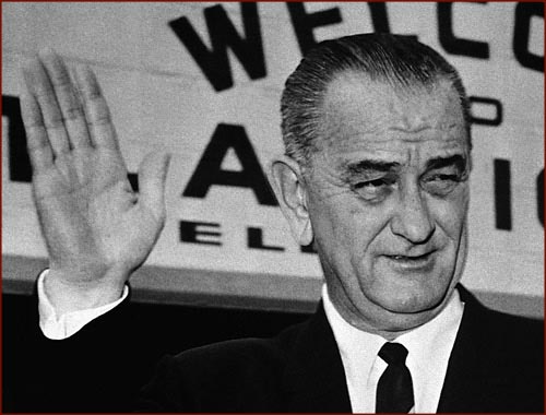 Former US president Lyndon Johnson: right hand inauguration.