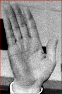 Former US president Lyndon Johnson: right hand photo