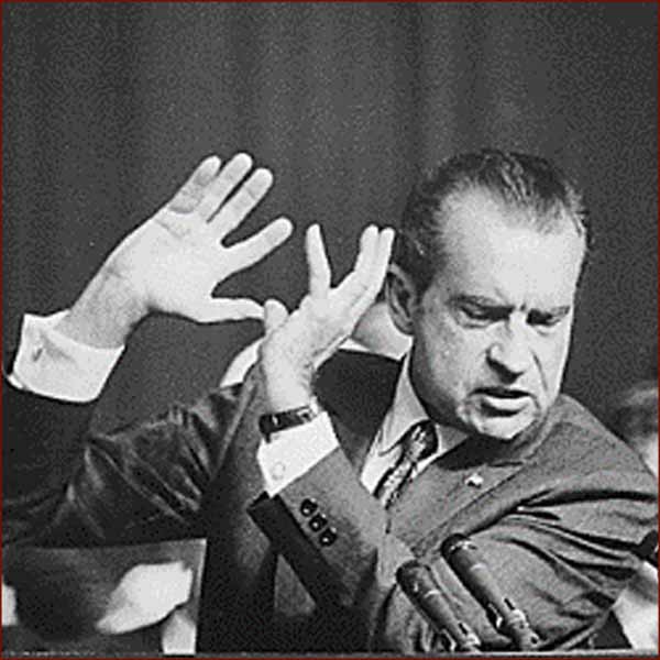 Former US president Richard Nixon: hand gestures photo