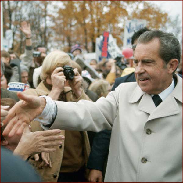 Former US president Richard Nixon: hand shake.