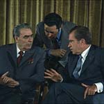 Former US president Richard Nixon & former Russian president Leonid Brezhnev.