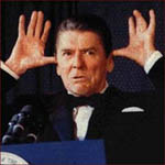 Former US president Ronald Reagan: funny hand gestures.