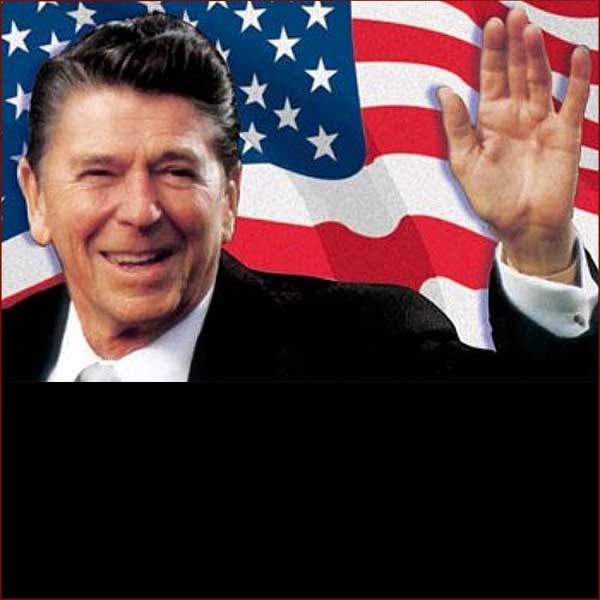 Former US president Ronald Reagan: left hand waving photo