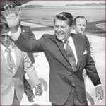 Former US president Ronald Reagan: right hand gesture.