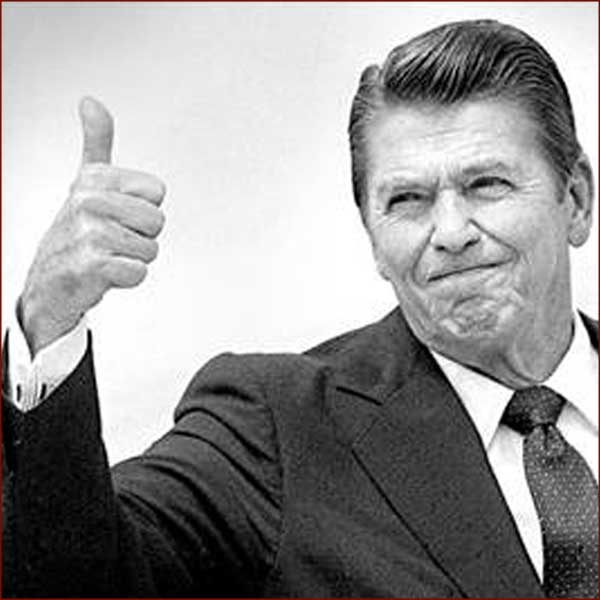 Former US president Ronald Reagan: right hand thumb up photo