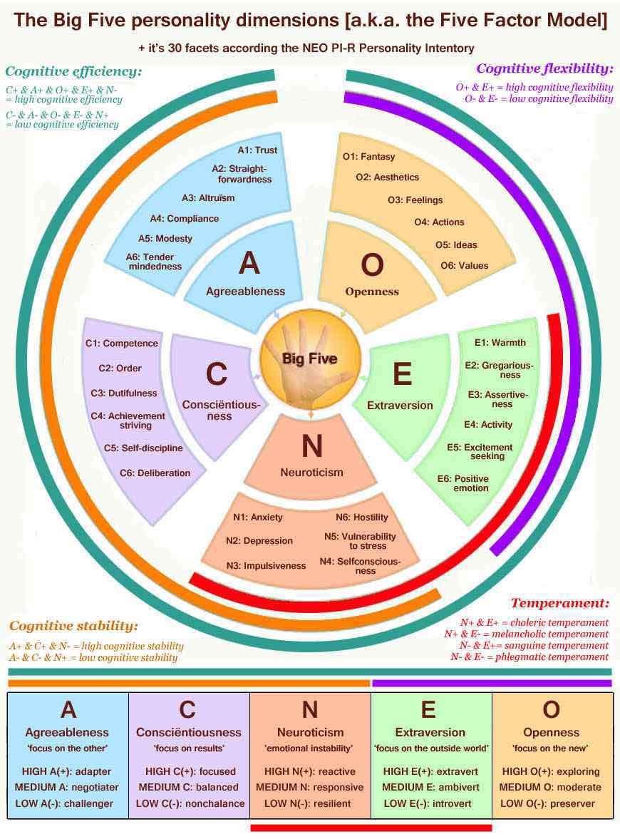 The Big Five model including the 30 factets.