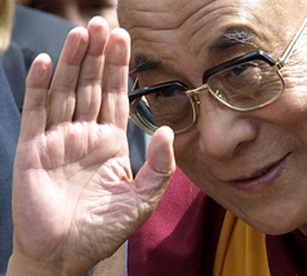 The Dalai Lama's left hand: hello.