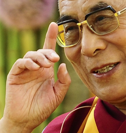 The hands of the 14th Dalai Lama.