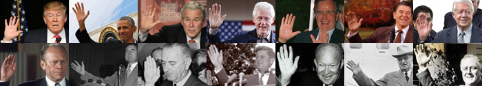 The right hands of the last 14 US presidents.