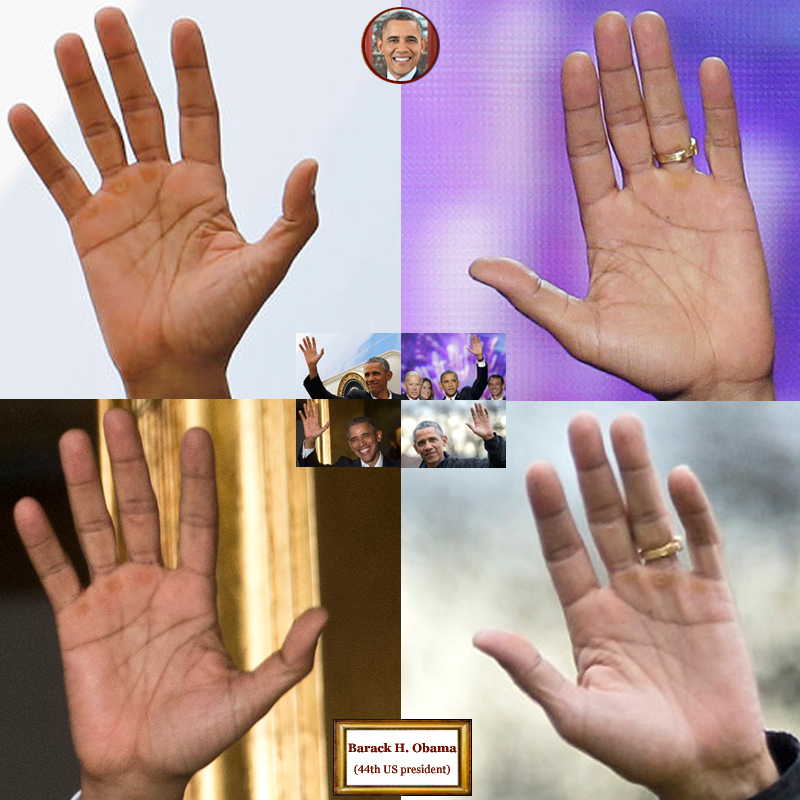 44th US president Barack Obama: hand shape impressions.