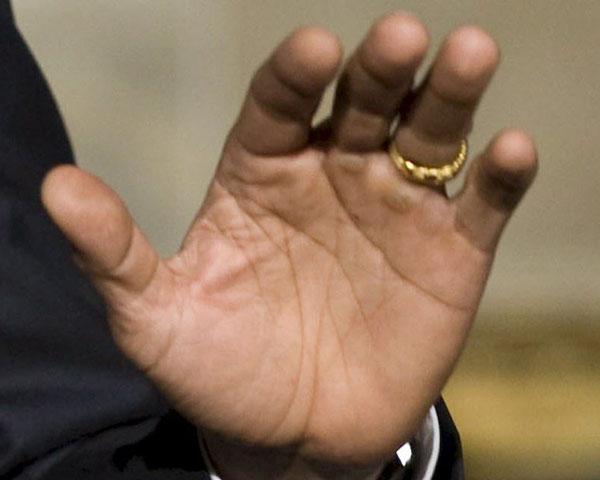 Barack Obama's right palm: hand lines.