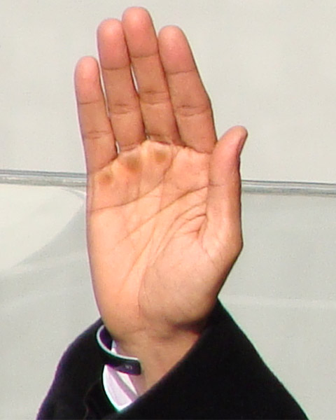 Barack Obama's right hand during the inauguration oath.