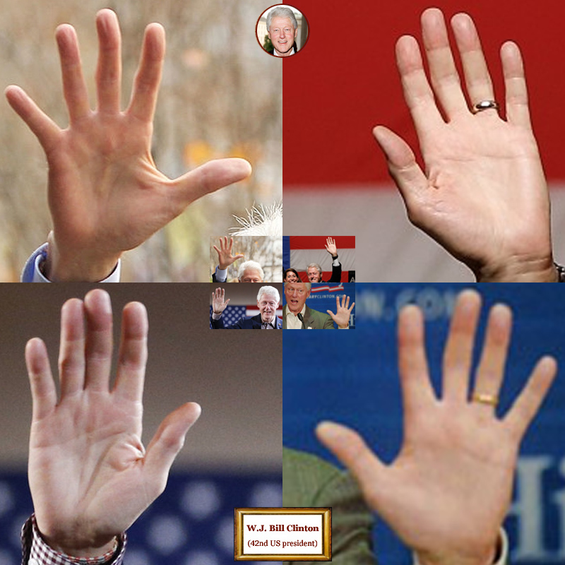 42nd US president Bill Clinton: hand shape impressions.