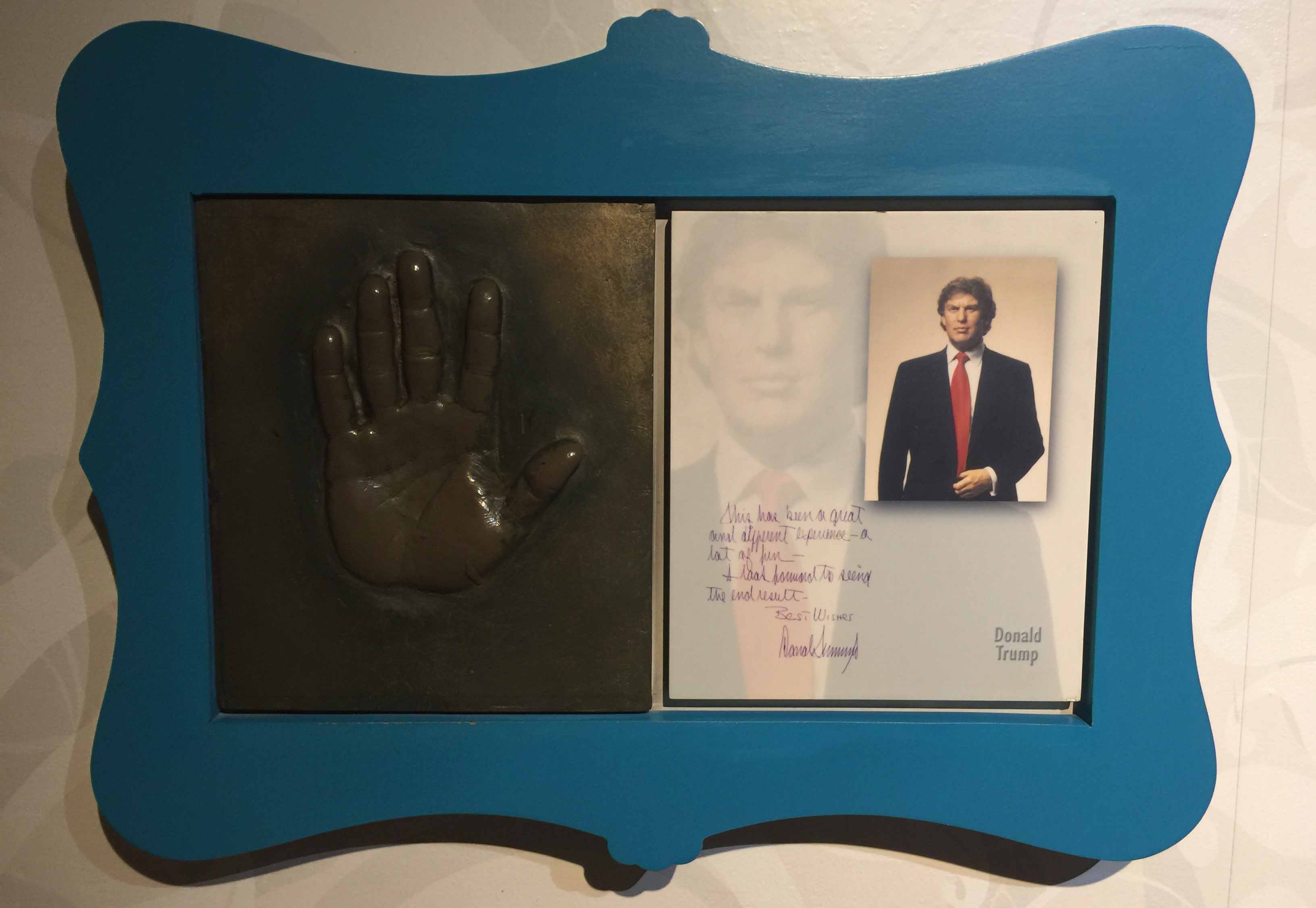 US president Donald Trump: hand prints.