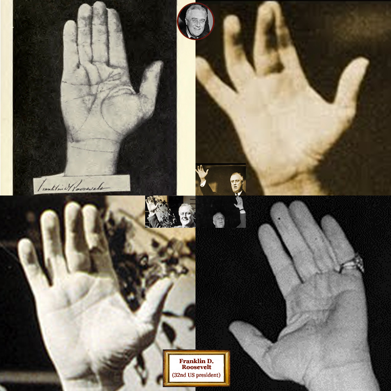 32nd US president Franklin Roosevelt: hand shape impressions.