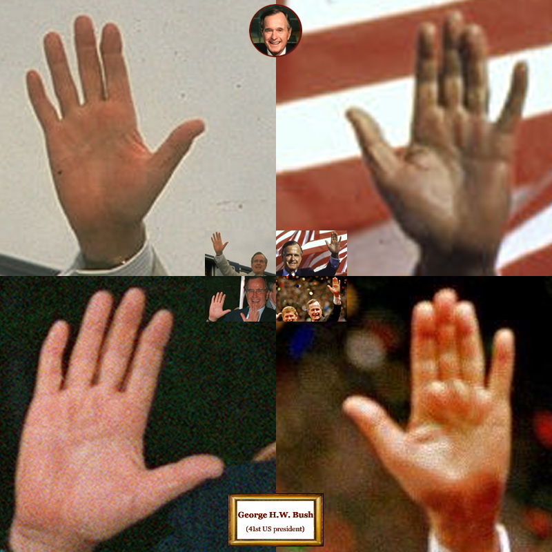 41st US president George H.W. Bush: hand shape impressions.