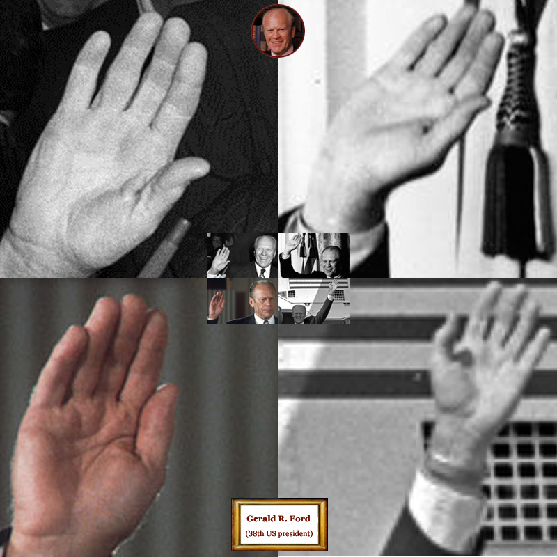 38th US president Gerald Ford: hand shape impressions.