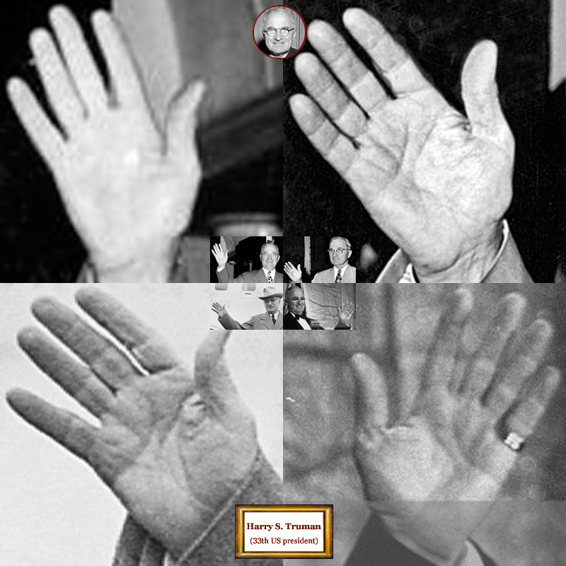 33rd US president Harry Truman: hand shape impressions.