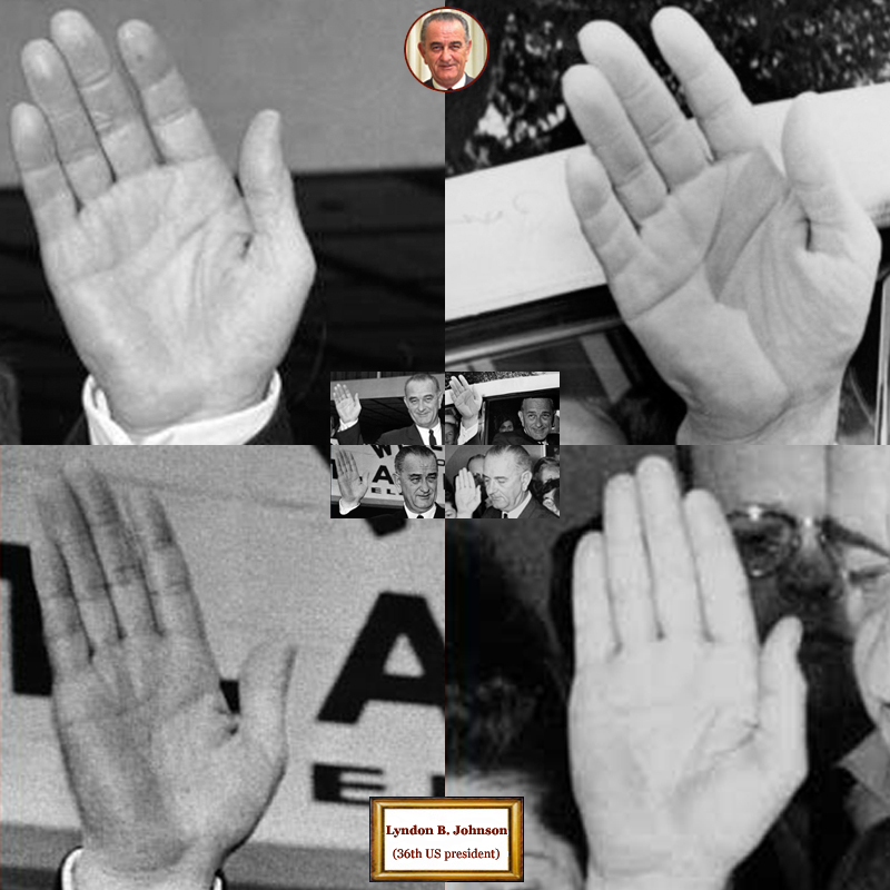 36Th US president Lyndon Johnson: 4 hand impressions.