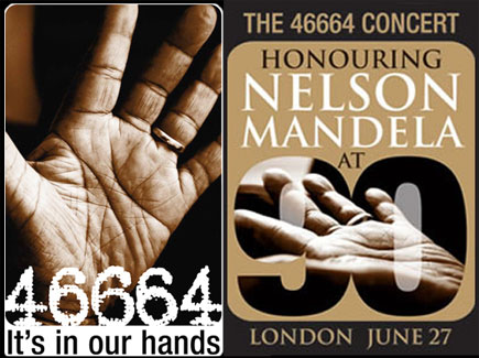 Nelson Mandela's hand were featured in the 46664 project.