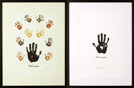 Nelson Mandela hand art - various handprints.