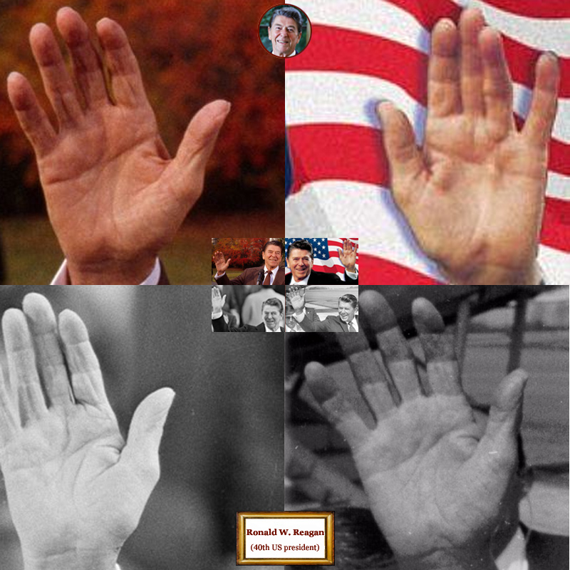 40th US president Ronald Reagan: hand shape impressions.