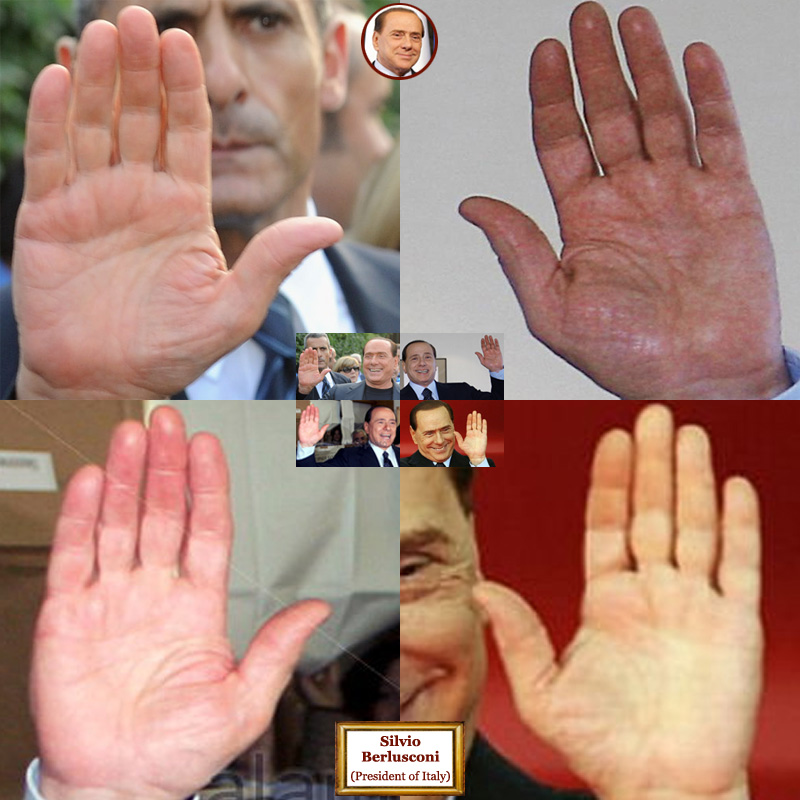 The hands of president of Italy Silvio Berlusconi: photo impressions.